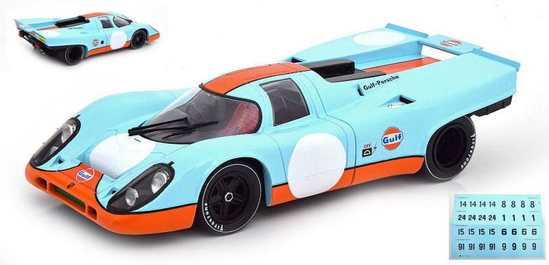 PORSCHE 917K GULF PLAIN BODY WITH DECALS FOR 8 DIFFERENT RACE 1:18 CMR
